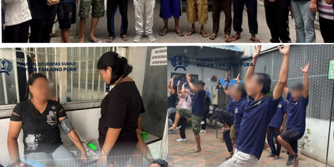 Rutan Tanjung Pura Kembali Gelar Senam Lansia Dipandu Peserta Magang, Dilanjutkan Pembagian Susu, Vitamin dan Cek Tensi bagi Warga Binaan Lansia